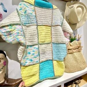 ARTISAN patchwork boho Cocoon Cape kimono w cabin granny prairie vibe